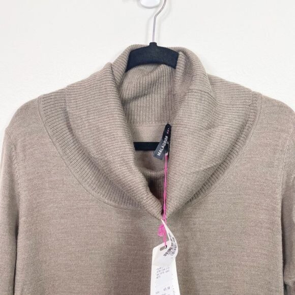Malagrida Her Brown Cowl Neck Long Sleeve Wool Blend Dress Large Italian NWT - Picture 4 of 12